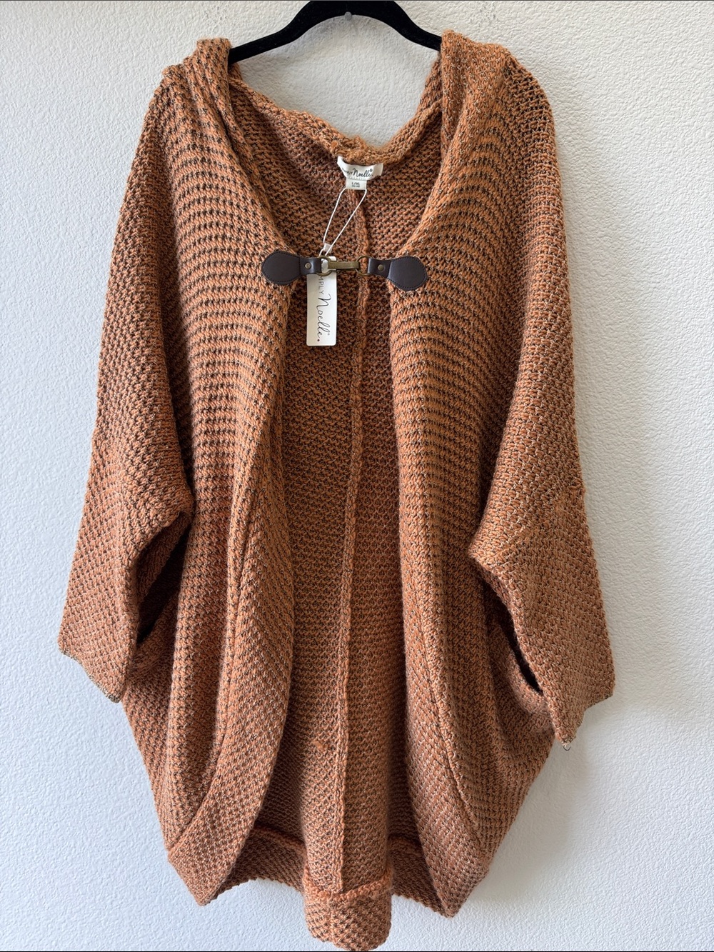 Simply Noelle Hooded Poncho - Rust Brown L/XL